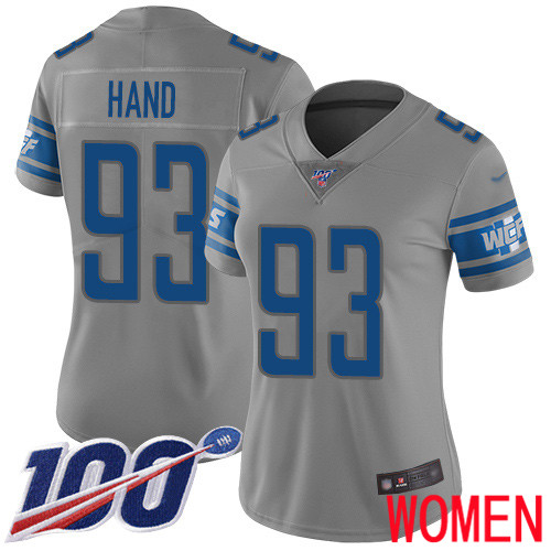 Detroit Lions Limited Gray Women Dahawn Hand Jersey NFL Football #93 100th Season Inverted Legend->detroit lions->NFL Jersey